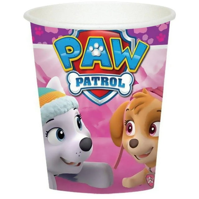 Bicchieri Di Carta Paw Patrol Da 8 Pezzi - Per Feste Bambini, Capacit&agrave; 250 Ml