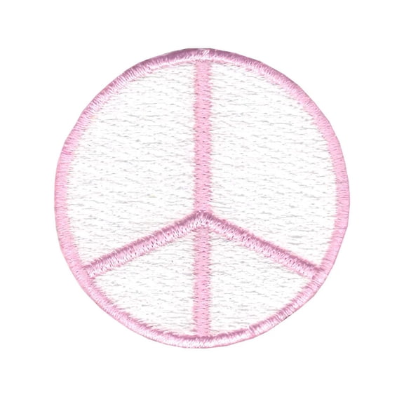 Pink Peace Sign Iron On Embroidered Patch