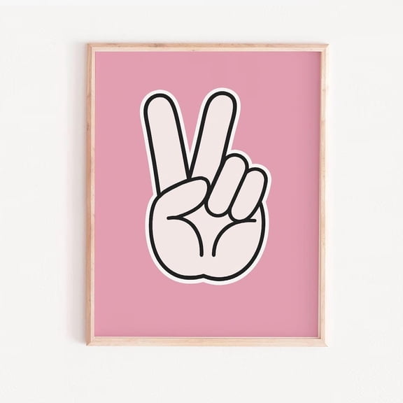 Pink Peace Sign Wall Art Print, Girls Nursery Decor, Pink Playroom, Girl Peace Wall Art, Peace And Love Print Room, Shared Room Decor, Modern Wall Art, Modern Wall Decor, 16x24 UNFRAMED