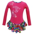 thumbnail image 1 of Pink "Peace & Stars" Ice Skating Dress with "Pair of Skates" design, 1 of 3