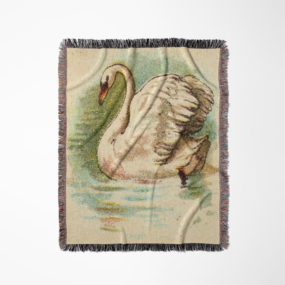 Pink Peach Aqua Swan Mosaic, Woven Blanket