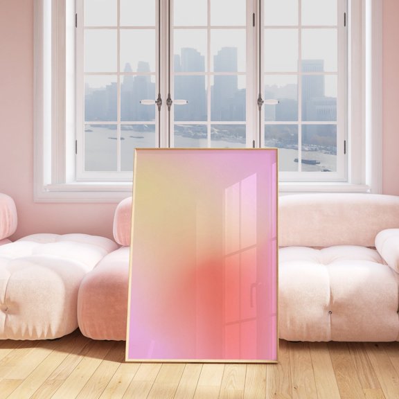 Pink Peach Aura Gradient Self Care Wall Art, Unframed Paper Print Size 8x12