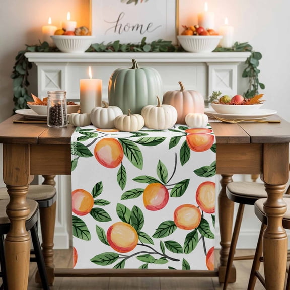 Pink Peach Cotton Linen Table Runner, Washable Table Runners for Kitchen, Dining Room, Holiday, Home Party Table Decor, 13x48 Inches