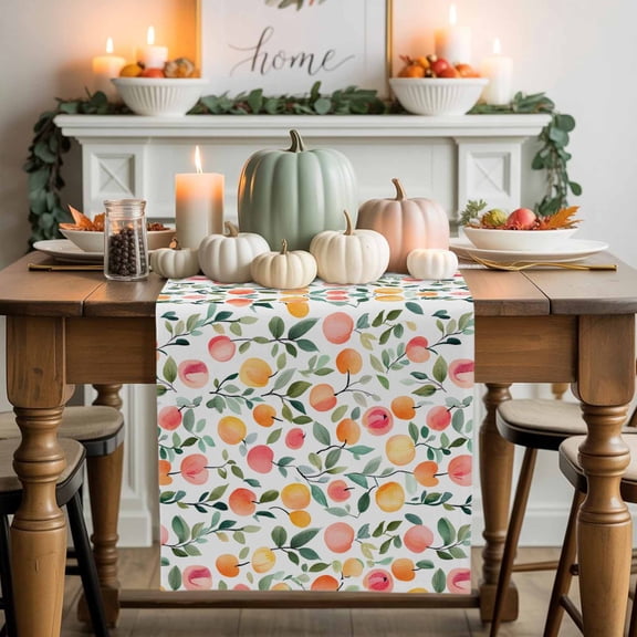 Pink Peach Cotton Linen Table Runner, Washable Table Runners for Kitchen, Dining Room, Holiday, Home Party Table Decor, 13x48 Inches
