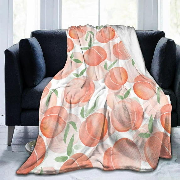 Pink Peach Cute Watercolor Blanket, Soft Blankets Flannel Bed Throw Cozy Lightweight Plush Gifts for Women Girls Kids Sofa Couch Bedroom Living Rooms Warm All Season, Home Decor, 80"x60"