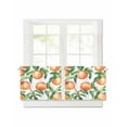 thumbnail image 1 of Pink Peach Short Blackout Curtains 30 Inch Long Green Leaf Spring Fruit Branch Country Style Rod Pocket Kitchen Curtains, 2 Panels Thermal Insulated Room Darkening Drapes for Bedroom, 42"W x 30"L, 1 of 5