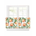thumbnail image 1 of Pink Peach Short Blackout Curtains 45 Inch Long Green Leaf Spring Fruit Branch Country Style Rod Pocket Kitchen Curtains, 2 Panels Thermal Insulated Room Darkening Drapes for Bedroom, 42"W x 45"L, 1 of 5