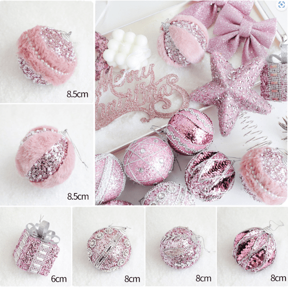 Pink Pearl Christmas Ball Ornaments - 80mm (3") Shatterproof Plastic Hanging Balls for Holiday & Party Decor