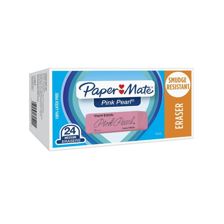 Pink Pearl Eraser, For Pencil Marks, Rectangular Block, Medium, Pink, 24/Box Pink Pearl Eraser, For Pencil Marks, Rectangular Block, Medium, Pink, 24/Box