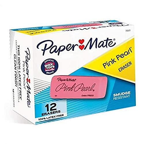 Pink Pearl Erasers, Large, 12 Count .1 Pack