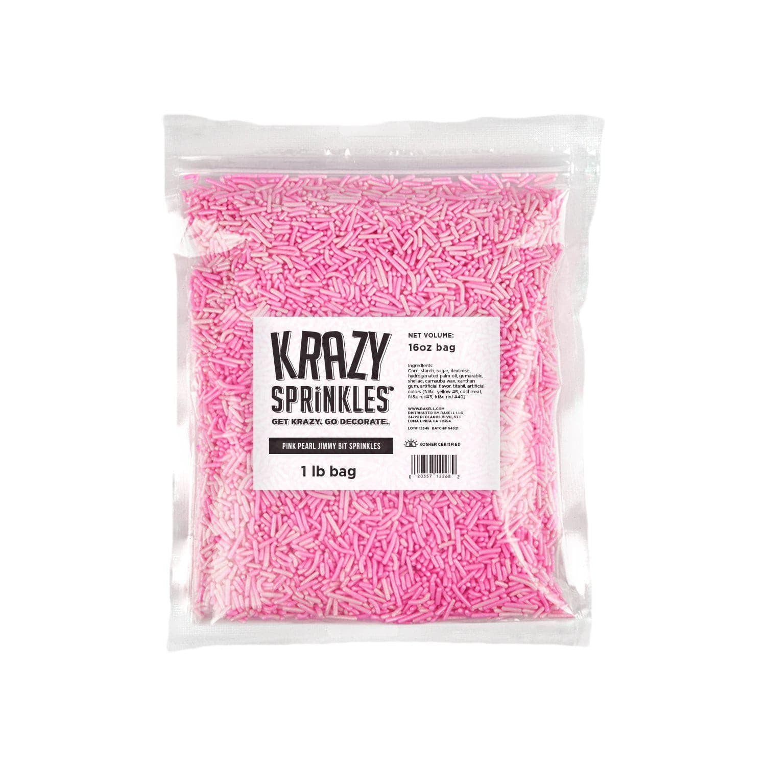 Pink Pearl Jimmies Sprinkles (1 pound) Candy Decor for Cakes, Ice Cream & Cookies by Krazy Sprinkles