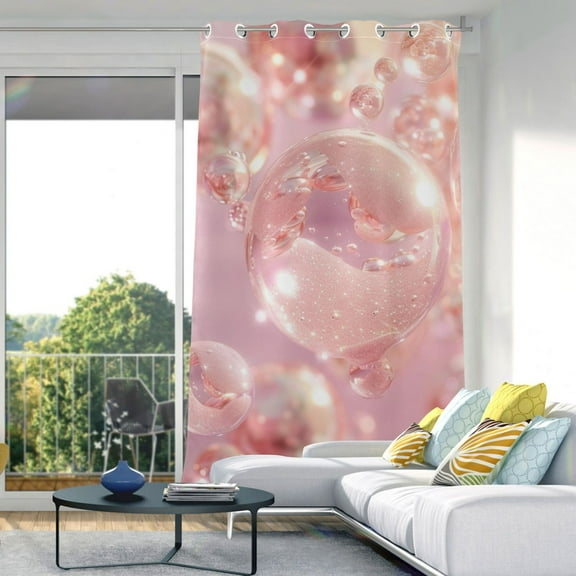 Pink Pearls Bubbles Blackout Curtain Panels Drapes Privacy Assured with Light Filtering Curtains for Living room Bedroom Bathroom Window