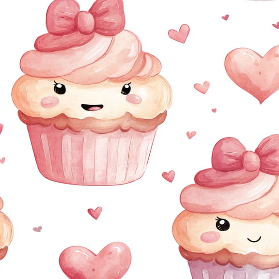 Pink Peel and Stick Wallpaper Cute Cupcake Pink Frosting Bow Design Spring Wall Mural 23.6in x 9.8ft Self Adhesive Removable Wall Paper Renter Friendly Wallpaper for Girls Bedroom Nursery