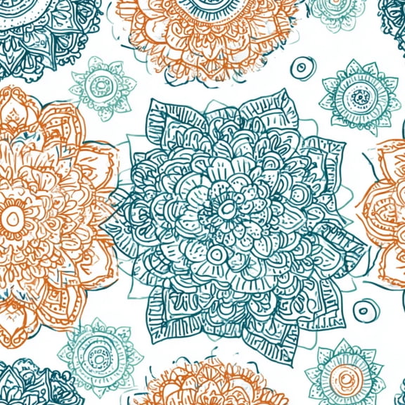 Pink Peel and Stick Wallpaper Intricate Floral Mandala Orange Teal Spring Wall Mural 23.6in x 9.8ft Self Adhesive Removable Wall Paper Renter Friendly Wallpaper for Girls Bedroom Nursery