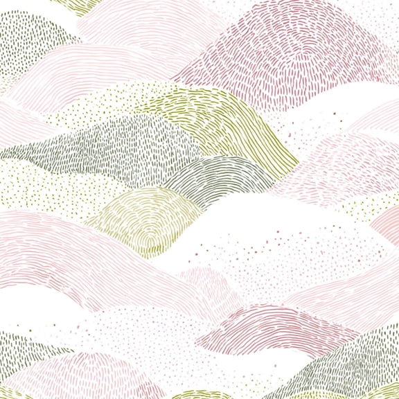 Pink Peel and Stick Wallpaper Mountain Soft Pastel Colors Flowing Lines Spring Wall Mural 17.7in x 9.8ft Self Adhesive Removable Wall Paper Renter Friendly Wallpaper for Girls Bedroom Nursery
