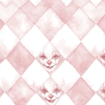 Pink Peel and Stick Wallpaper Pink Clown Faces Diamond Soft Watercolor Effect Spring Wall Mural 17.7in x 9.8ft Self Adhesive Removable Wall Paper Renter Friendly Wallpaper for Girls Bedroom Nursery