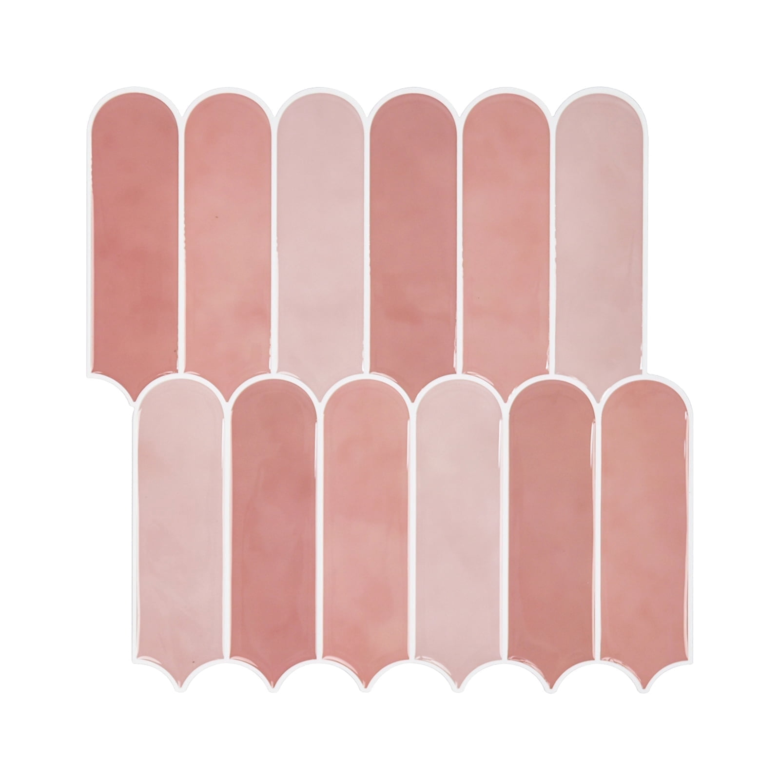 HOMEART Pink Peel and Stick Backsplash, 10”×10” Self Adhesive Feather Wall Tiles for Kitchen Bathroom (10 Sheets)