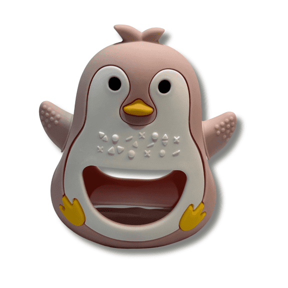 Pink Penguin  Silicon Teether - BPA Free Silicone, Easy Grip & Safe, Soft Silicone