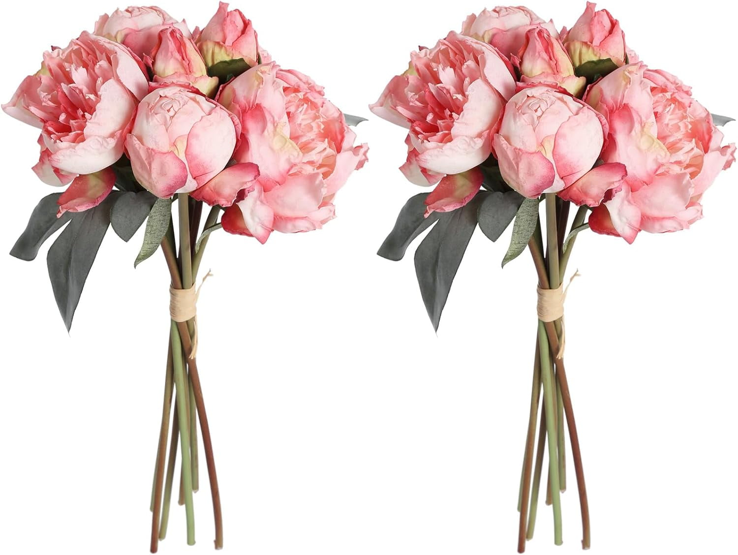 ABCISI 2 Bouquets Artificial Peonies, Silk Flowers 14Heads Vintage Fake Flowers, Faux Peony for Flower Arrangements, Lifelike Decor for Centerpiece Home Table Dining Room (Multi-Pink)