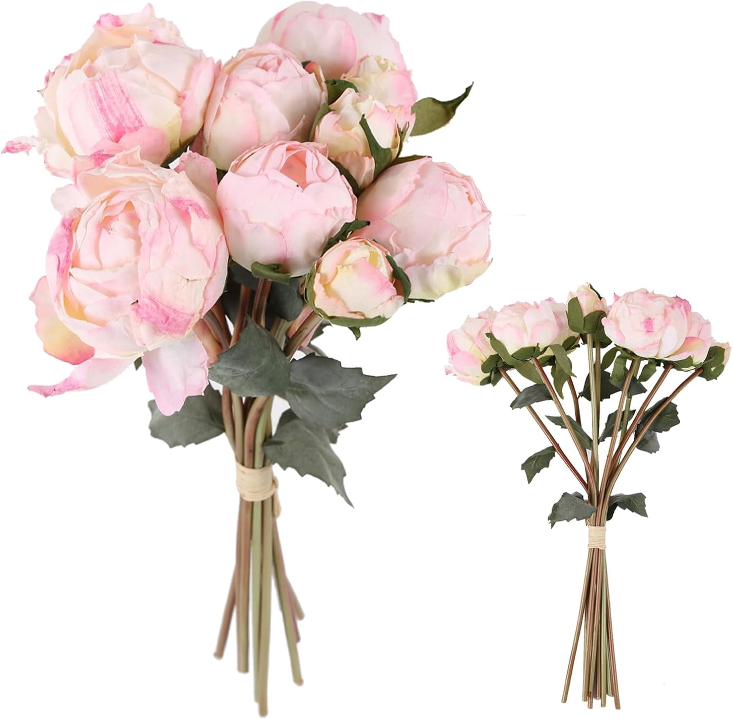 ABCISI 2 Bouquets Artificial Peonies, Silk Flowers 14Heads Vintage Fake Flowers, Faux Peony for Flower Arrangements, Lifelike Decor for Centerpiece Home Table Dining Room (Light Pink)