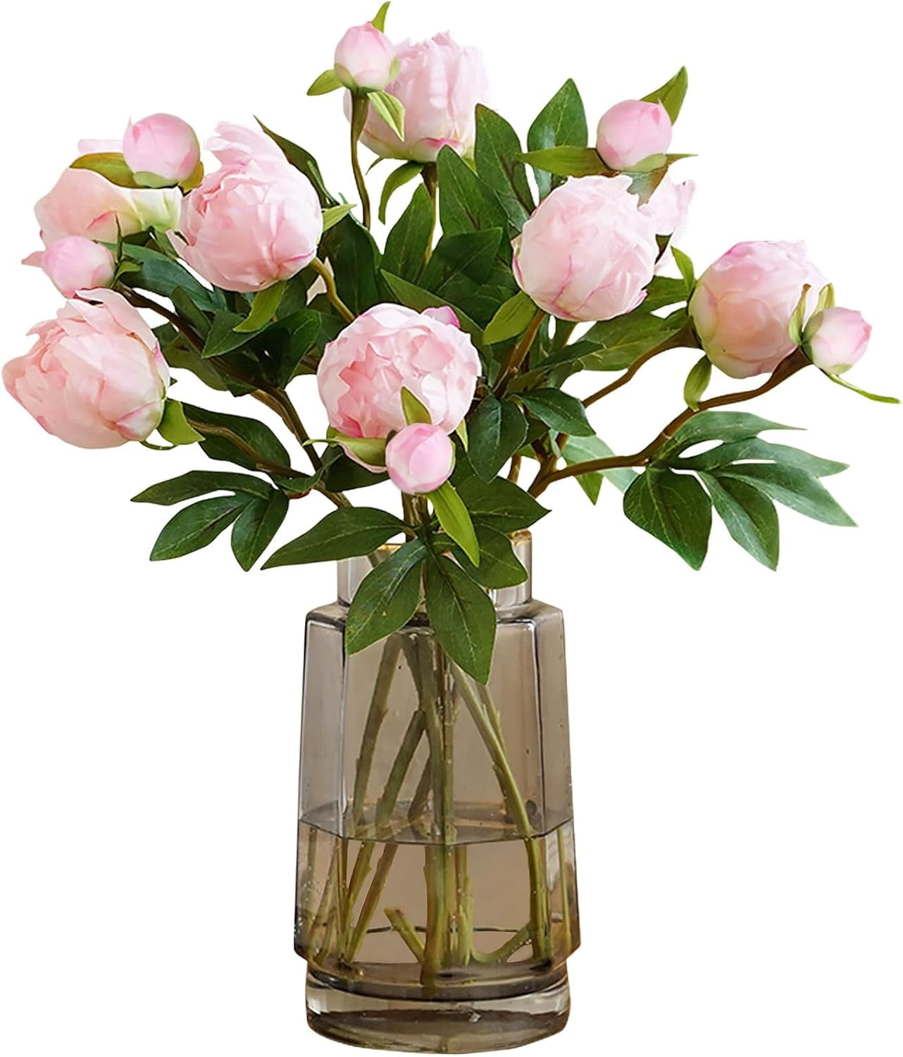 Pink Peonies Artificial Flowers Fake Peonies Pink Silk Flowers with Stems for Wedding Decoration Bride Bouquet Faux Flowers Pink Crafts Floral Arrangement (Pink)