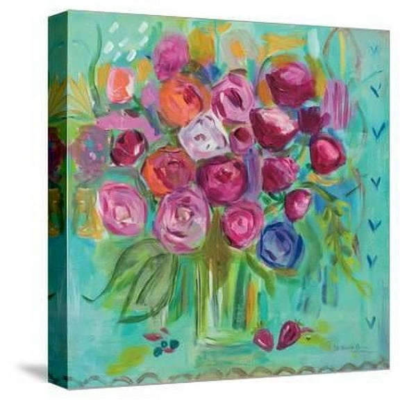 Pink Peonies, Botanical Stretched Canvas Wall Art by Farida Zaman Sold by ArtCom