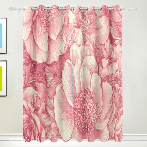 Pink Peonies Elegant Blackout Curtains for Living Room Bedroom 55W x 72/84L Insulated Window Drapes 2 Panels