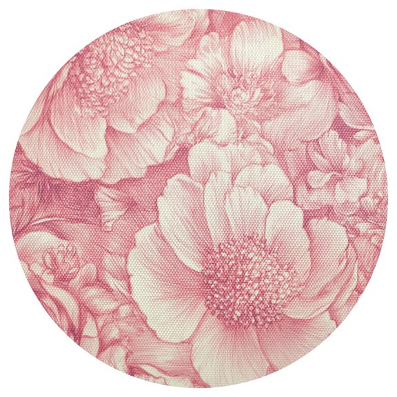 Pink Peonies Elegant PVC Round Grid Placemat Table Mat 1 Pc 15.4" x 15.4"