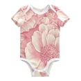 thumbnail image 1 of Pink Peonies Elegant Pure Cotton Bodysuit Short Sleeve Pajamas One-Piece Romper Unisex 6M, 1 of 6