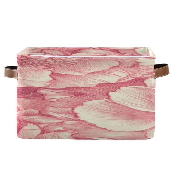 Pink Peonies Elegant Square Storage Bins with Handles Collapsible Containing Box 1 Pack