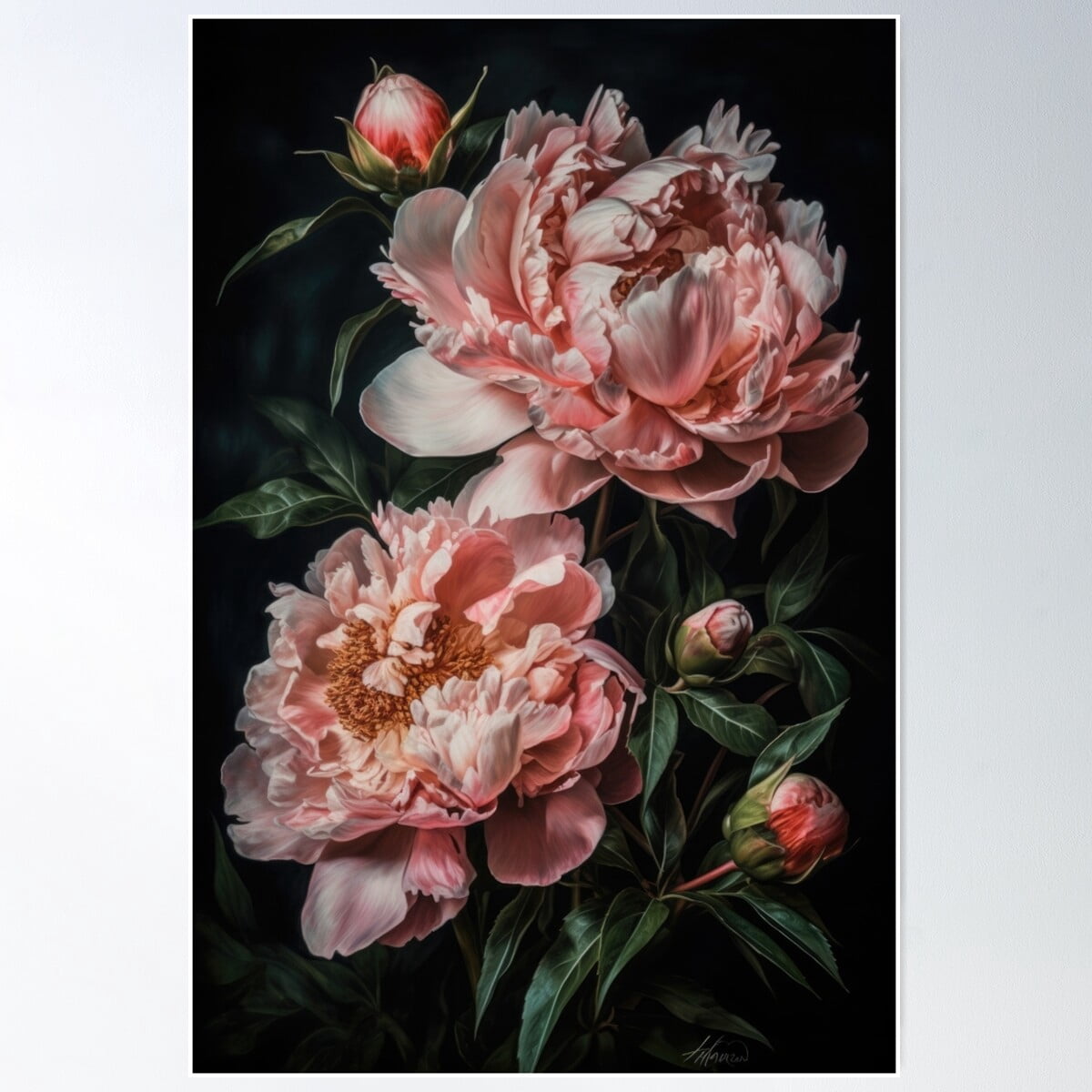 Pink Peonies Poster Wall Art, Modern Wall Decor For Living Room Bedroom ...
