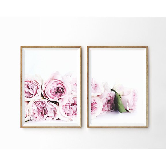 Pink Peonies Print Set Peony Floral Photography Blush Pink Room Decor Set 2 Unframed Paper Print 8x12