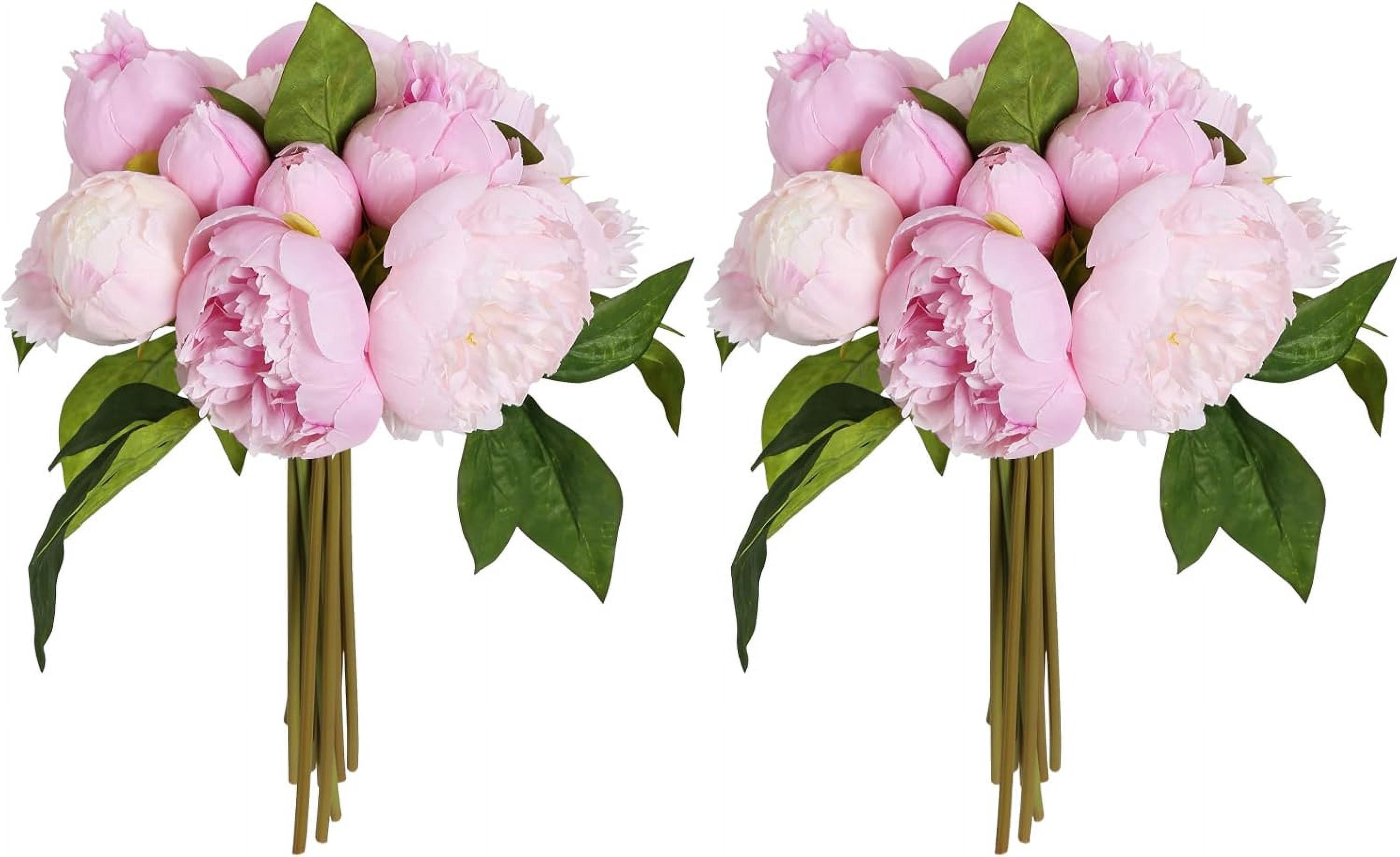 ABCISI 2 Bouquets Artificial Peonies, Silk Flowers 14Heads Vintage Fake Flowers, Faux Peony for Flower Arrangements, Lifelike Decor for Centerpiece Home Table Dining Room (Multi-Pink)