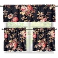 thumbnail image 1 of Pink Peony Kitchen Curtain Sets with Valance Floral Flowers Cafe Curtains Blackout 24 Inch Length Tier and Valance for Home Window Decorations,Rod Pocket, 1 of 6