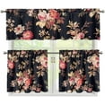 thumbnail image 1 of Pink Peony Kitchen Curtain Sets with Valance Floral Flowers Cafe Curtains Blackout 36 Inch Length Tier and Valance for Home Window Decorations,Rod Pocket, 1 of 6
