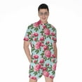 thumbnail image 1 of Pink Peony Pattern Short Sleeve Men'S Rompers Casual Summer Jumpsuits Outfit, 1 of 4