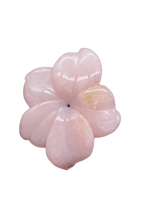 Pink Peruvian Opal Carved 34cts Flower Pendant Bead | 35x32x4mm | Pink | 1 Bead|