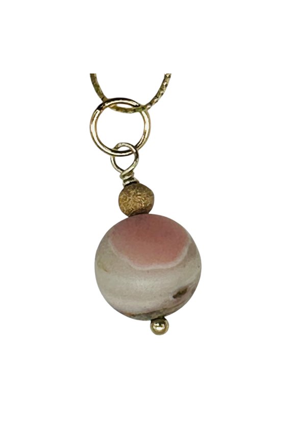Pink Peruvian Opal Matte Finish Drop Bead Pendant | Pink | 1" Long |