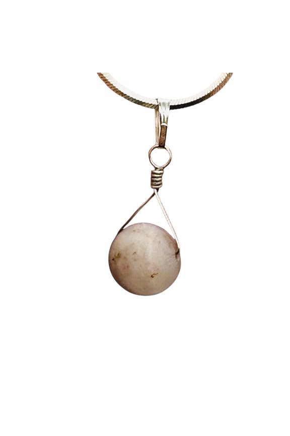 Pink Peruvian Opal Matte Finish Spinner Pendant | Pink, Black | 1 1/4" Long |