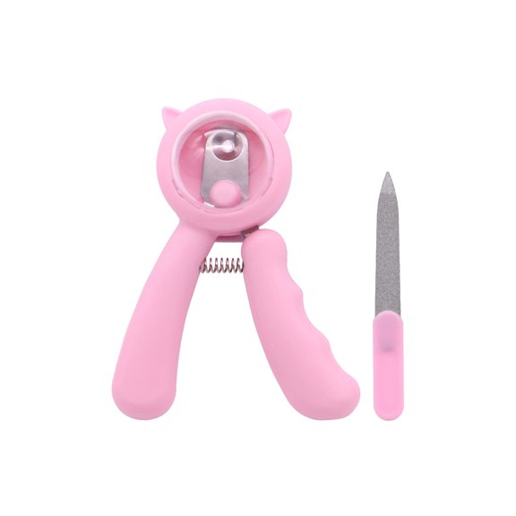 Pink Pet Nail Clippers Cat Scissors With Safety Guard Small Animal Grooming Tool With Stainless Steel Blade Spring-Loaded Design And Bonus File For Precise Trimming