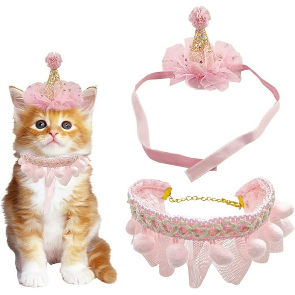 Pink Pet Party Hat & Bandana Scarf Set - Cute Princess Costume for Dogs Cats