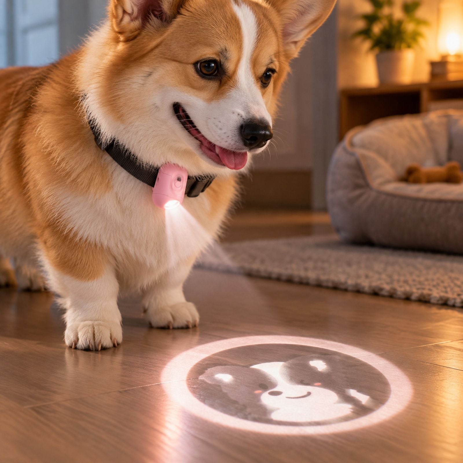Pink Pet Projector Light with Cute Pattern and Led Atmosphere, Pink ...