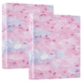 thumbnail image 1 of Pink Petal Pattern 12.4x10.6in PVC Round Ring Binders, 2-Pack, D-Ring 3-Hole, Metal Clip, 1 of 10
