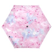 Pink Petal Pattern Folding Umbrella UV50+ Waterproof Sun Protection Auto Open Close Compact Fiberglass Frame