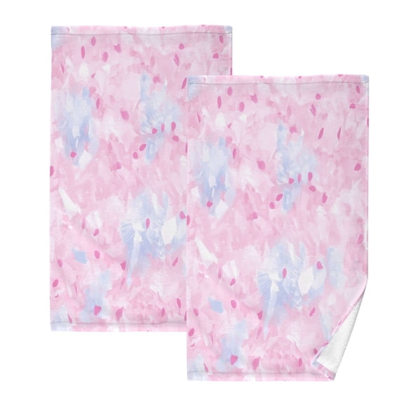 Pink Petal Pattern Set of 2 Pure Cotton Towels, 16'' x 28'', Highly Absorbent and Soft