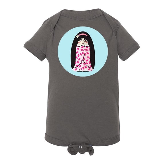 Pink Petals Kokeshi Doll Bodysuit Infant -Image by Shutterstock, 12 Months