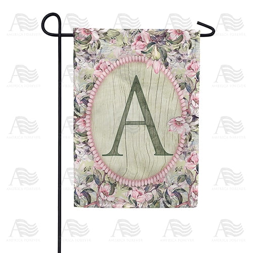 Pink Petals Monogram Delicate Shabby Chic Initial Outdoor Welcome Accent, 12x18 POLE NOT INCLUDED