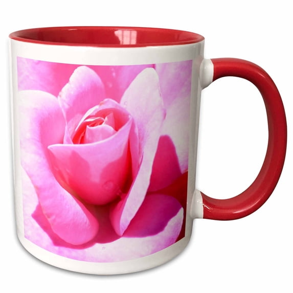 3drose, Pink Petals Rose Floral Flowers Flower Photography, 15oz Two-tone Red Mug