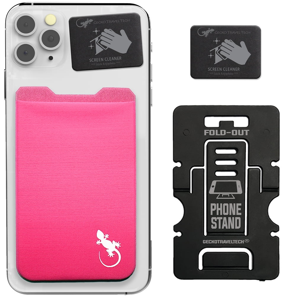 Pink Phone Wallet Stick on - Pink Card Holder for iPhone - Pink Card ...