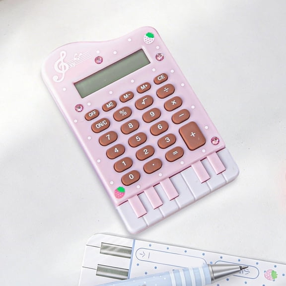 Pink Piano Shape Calculator 1PC Desktop Calculator 8 Digit with LCD Display Cute & Aesthetic Mini Calculator for Teens Campus Class